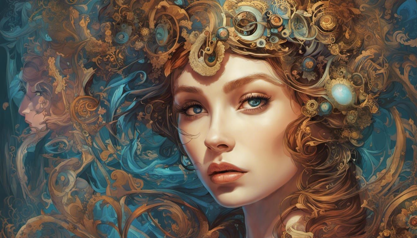 Steampunk Portrait with Art Nouveau Influences