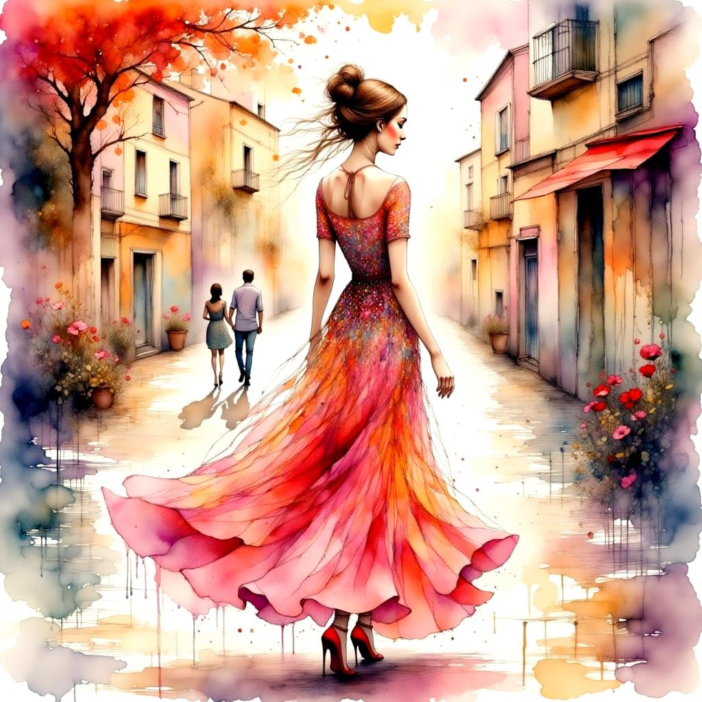 Ethereal Portrait of a Young Woman in a Beautiful, Sunny Set...