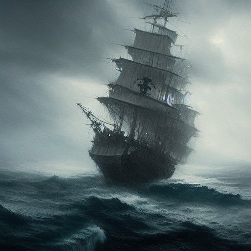 Ghost Pirate Ship on Stormy Seas