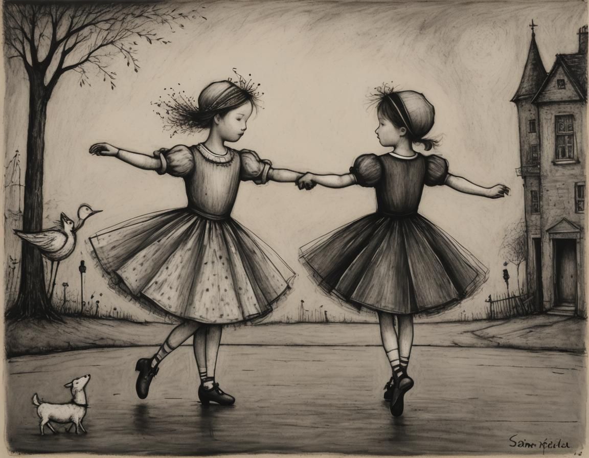 Whimsical Charcoal Portrait of a Dancer