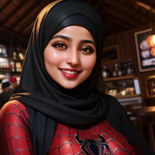 Egyptian Woman in Hijab as Spider-Man