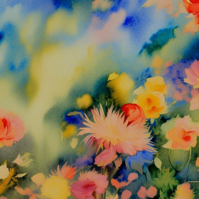 Gouache Style Watercolor Painting on Canvas