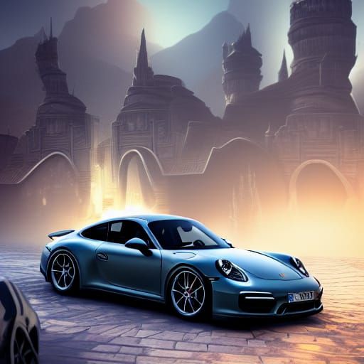 Detailed Porsche Matte Painting in Deep Color