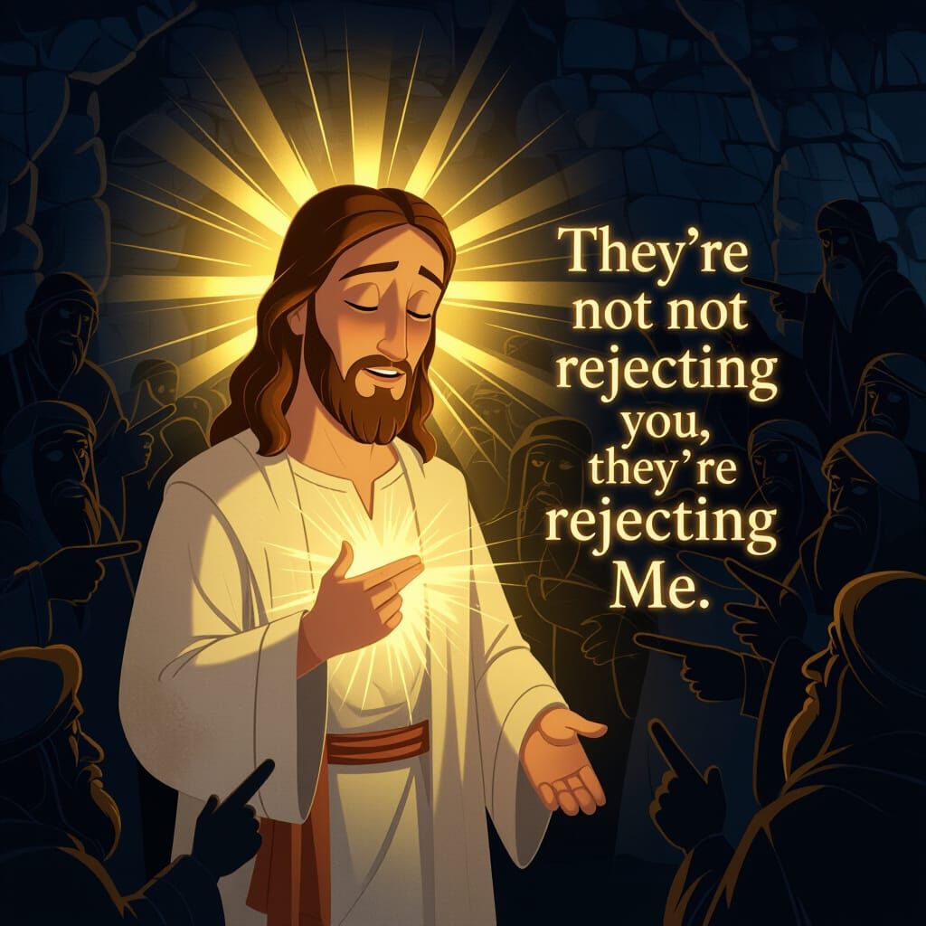 Jesus Serene Amidst Accusations in Animated Style