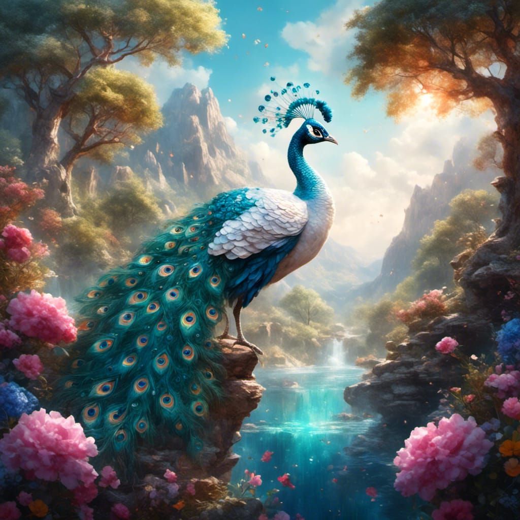 Detailed White Peacock Concept Art