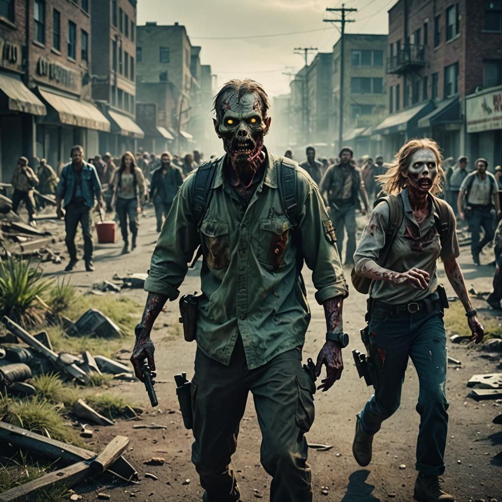 Dramatic Zombie Apocalypse Cinematic Film Still