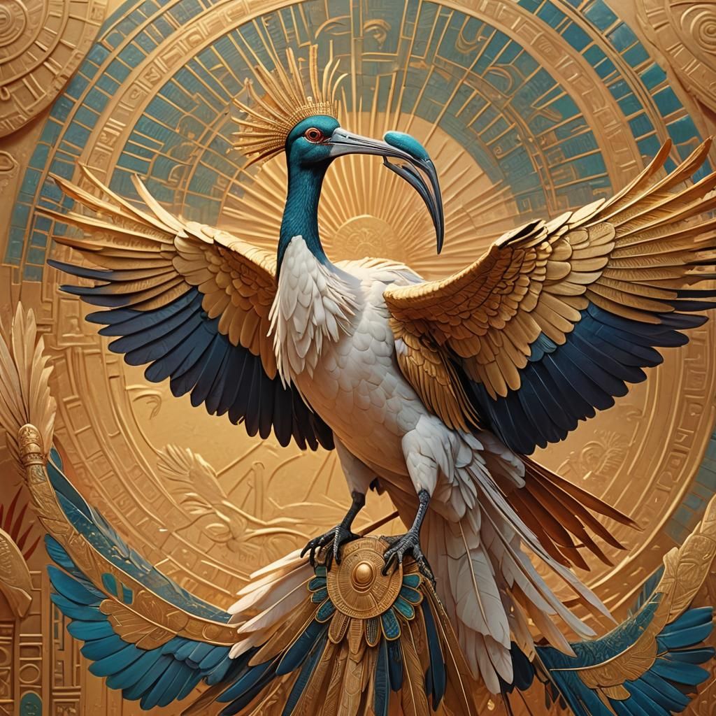 Thoth Lands on Ra in Hyperrealistic Concept Art