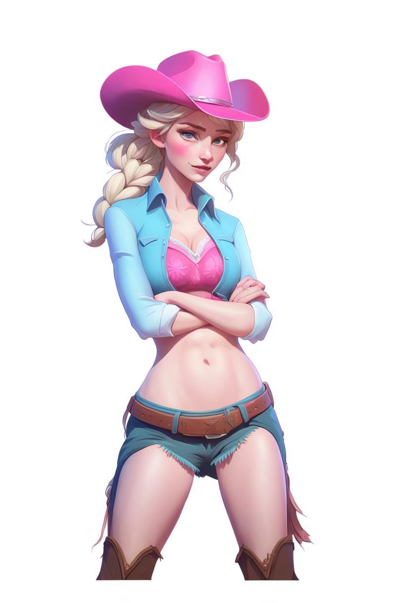 Elsa as Cowgirl: Hyperdetailed Portrait