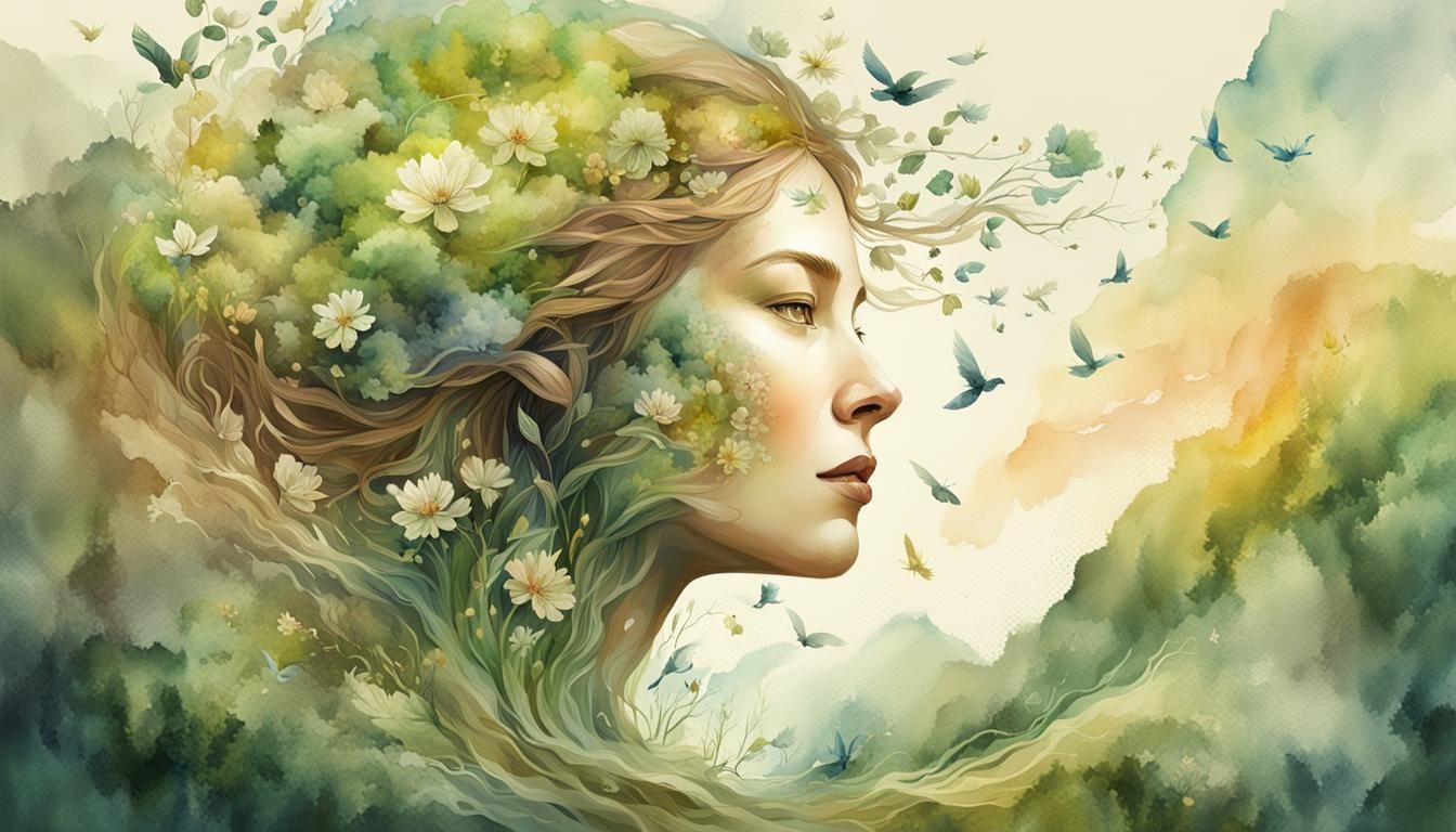 Mother Nature Conjures Spring: Watercolor Illustration