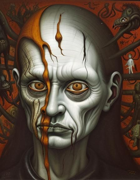 Surreal Expressionistic Art: Grotesque Figures in a Haunting...