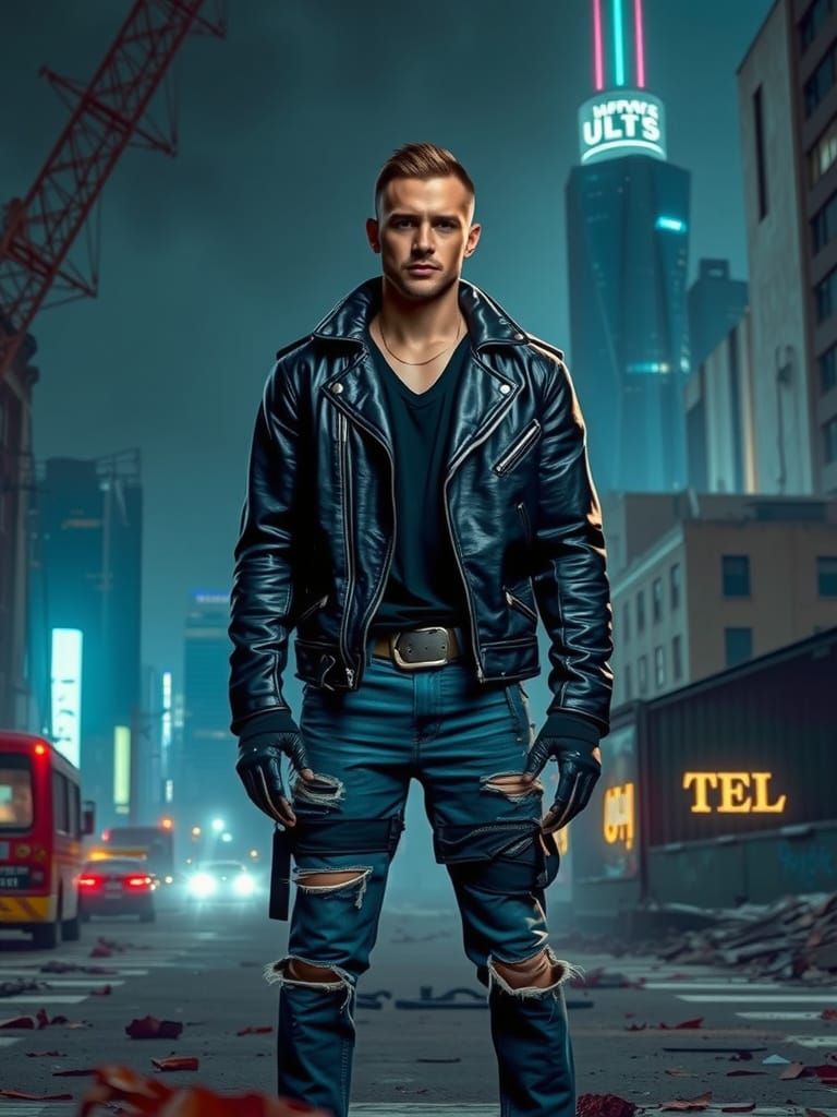 Neon Wasteland: Dystopian Cityscape Art