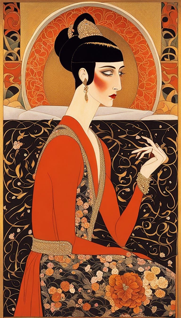 Dashing Art Deco Gentleman in Luxurious Repose