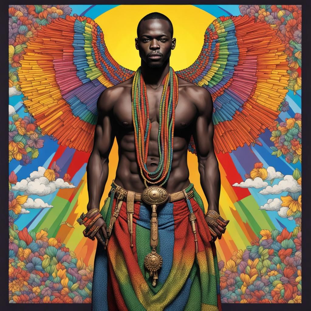 Mythical Haitian Rainbow Deity in a Panorama