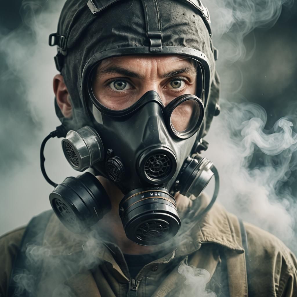 Eerie Gas Mask Portrait in Cinematic Lighting