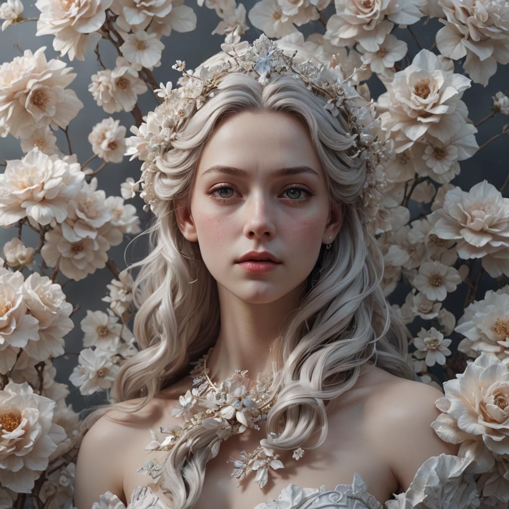 CGI Art Girl in Bedroom with Pastel Orbs