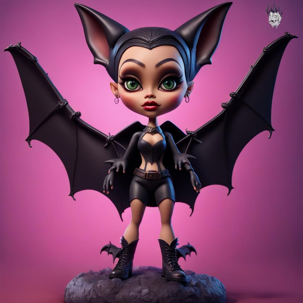 Hyperrealistic Bratz Dolls as Bat Lady