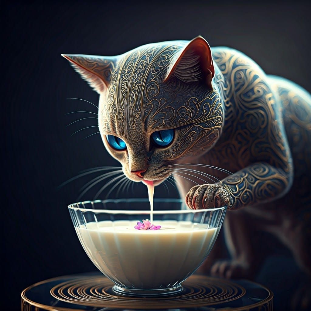 Cat drinking Milk