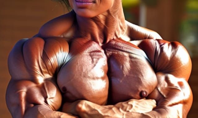 Extremely Muscular Female Bodybuilder with Ripped Physique