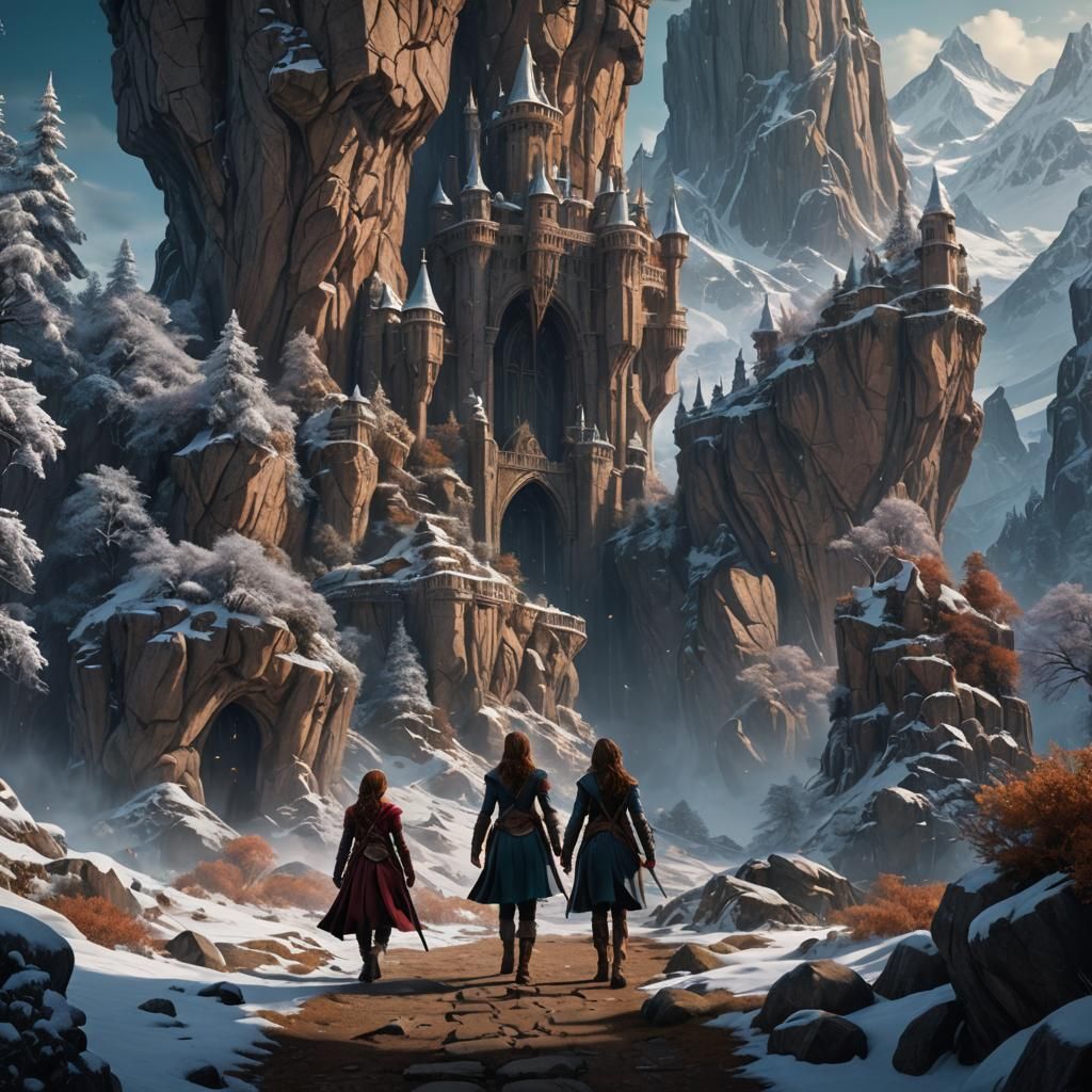 Sisters' Narnia Adventure: Detailed Matte Painting