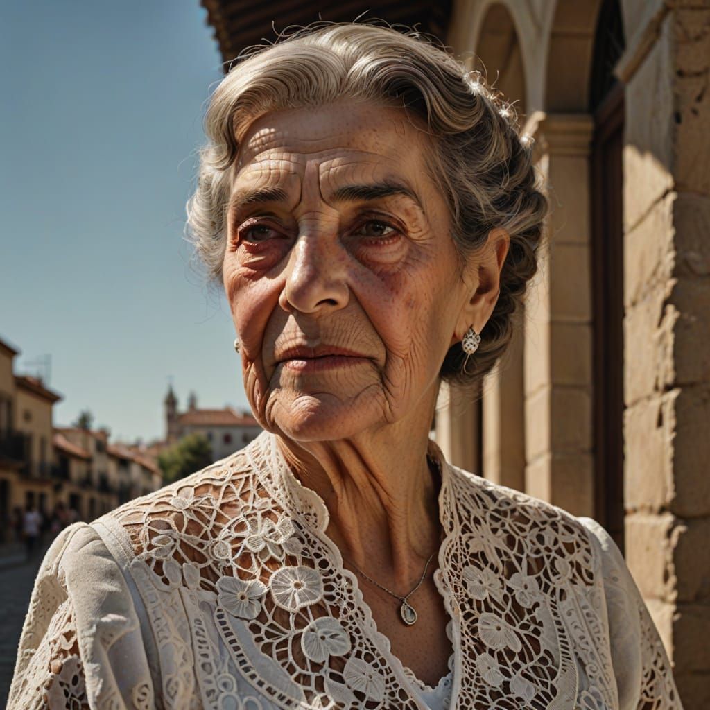 Photorealistic Portrait of a Spanish Woman in 1950s Fashion