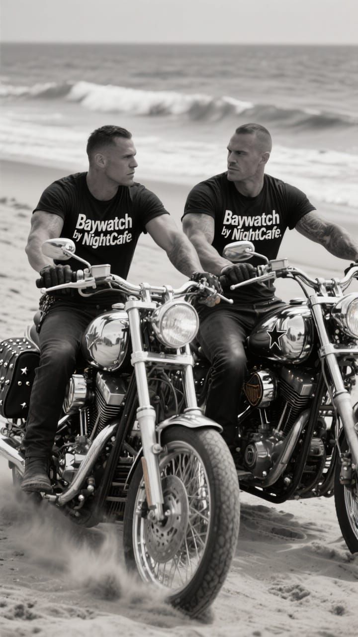 Motorcycle Riders Frozen in Time: A Cinematic Masterpiece