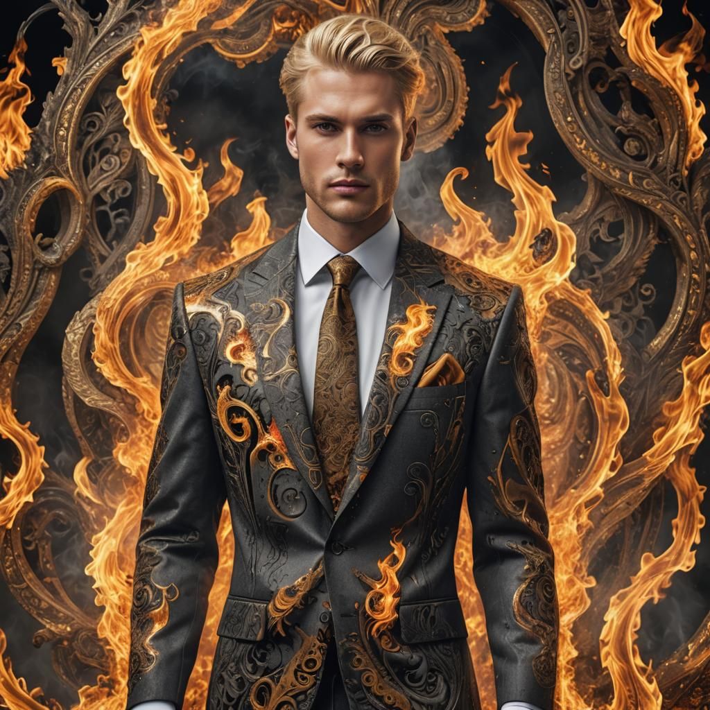 Man in Suit of Fire and Ash: Digital Photography