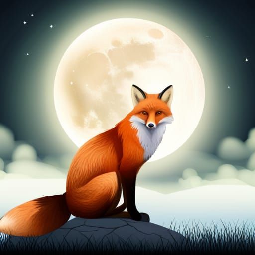 Majestic Fox Under Starry Sky: Professional Photography