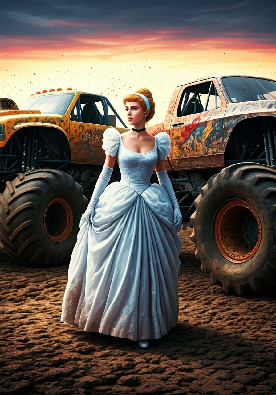 Cinderella Stepping Out: Hyperdetailed Cinematic Painting