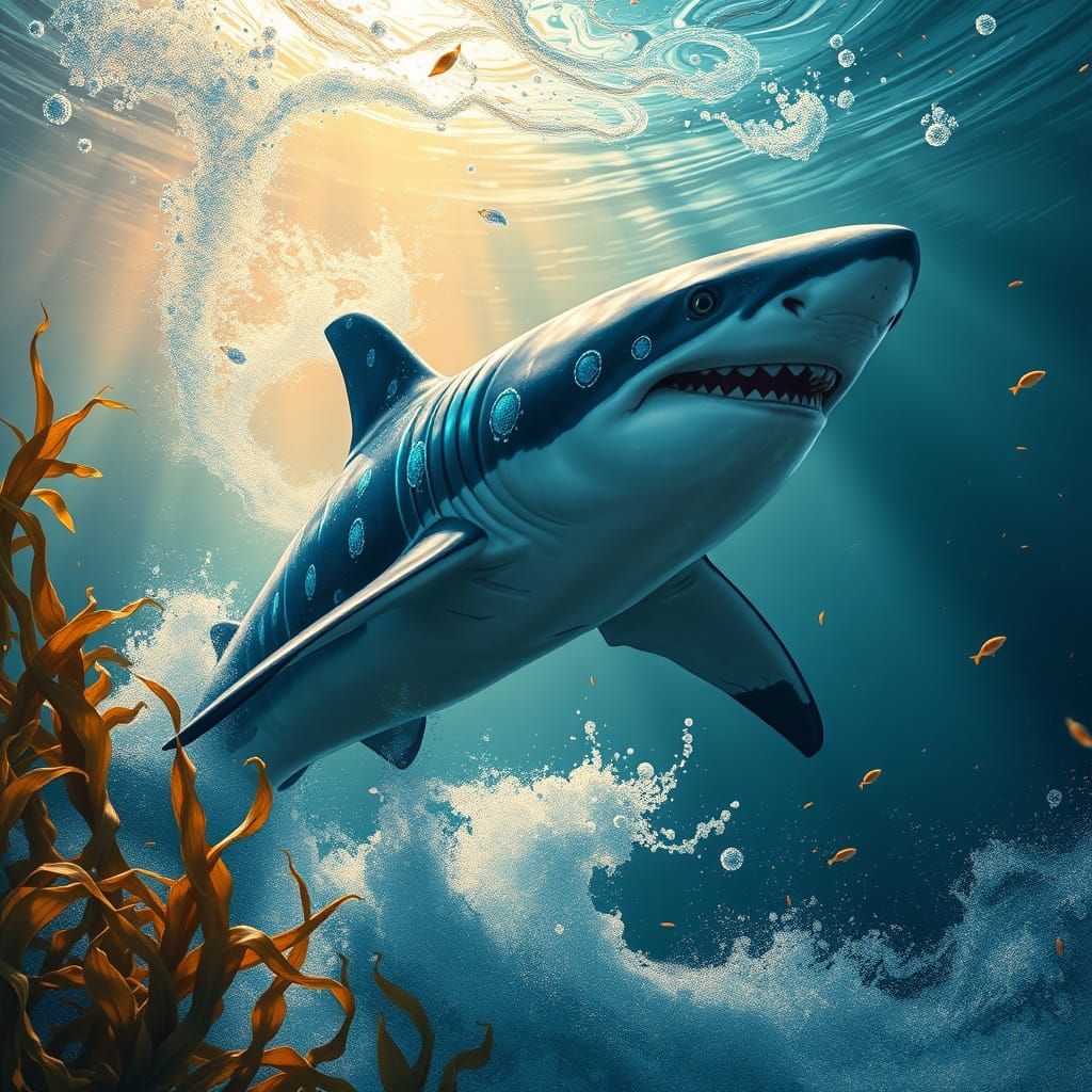 Glowing Shark Rises from Oceanic Abyss