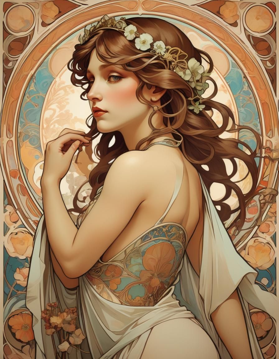 Elegant Art Nouveau Style Portrait