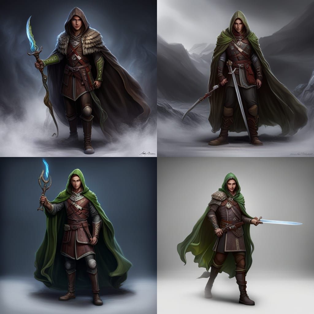 D&D Ranger with Hooded Cloak, Digital Art