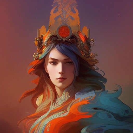Ornate Crown Concept Art in Orange and Teal