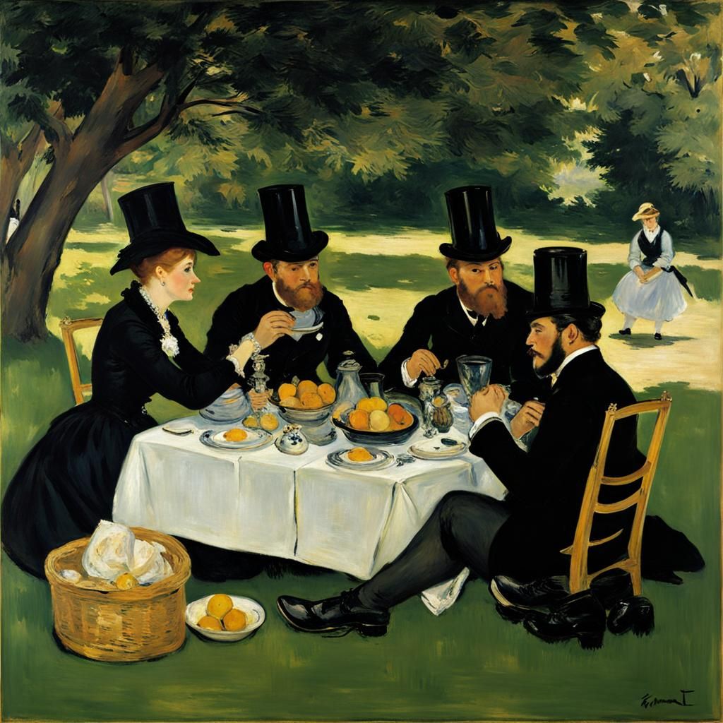 AI Recreation of Manet's Luncheon on the Grass