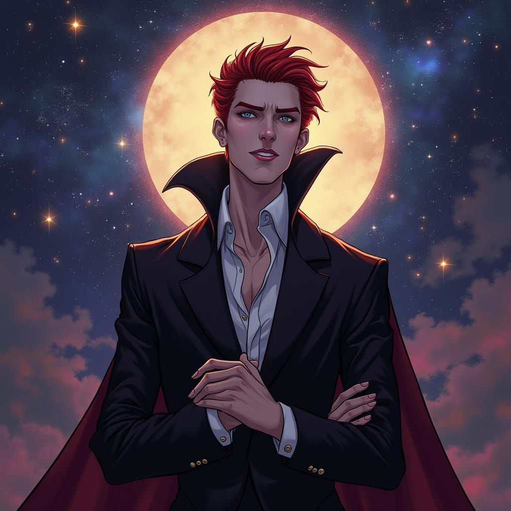 Vampire Prince Radiates Calm Authority Under Vibrant Night S...