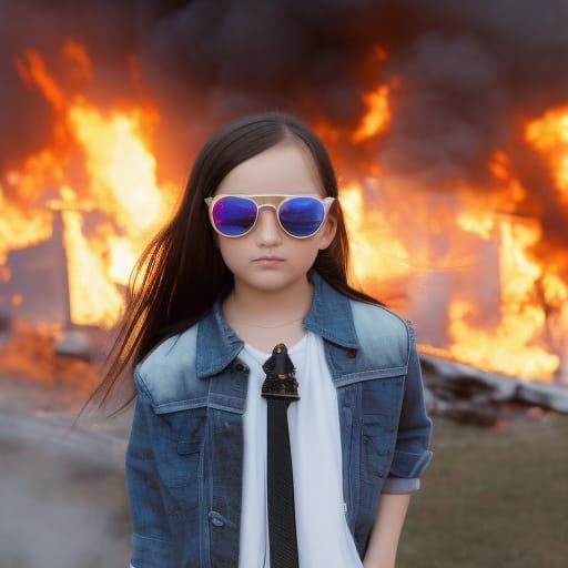 Disaster Girl Meme in Professional Photography Style