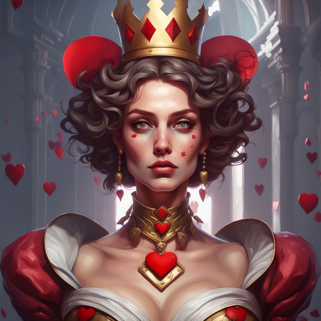 Queen of Hearts Portrait in Art Nouveau Style