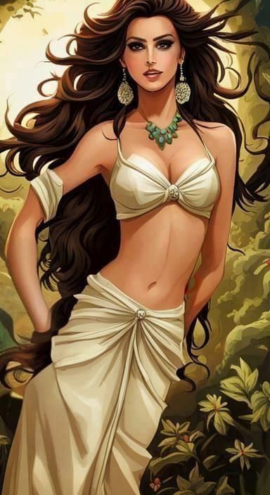 Gorgeous Druid with Antlers in Fantasy Forest