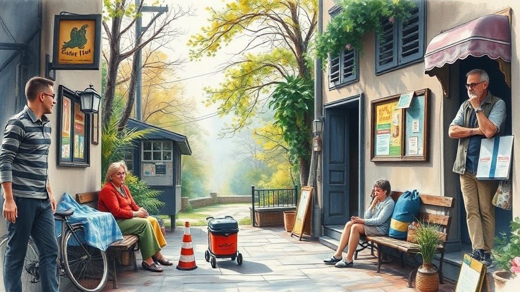 Vibrant Watercolour Scene in Hyperdetailed Charcoal Style