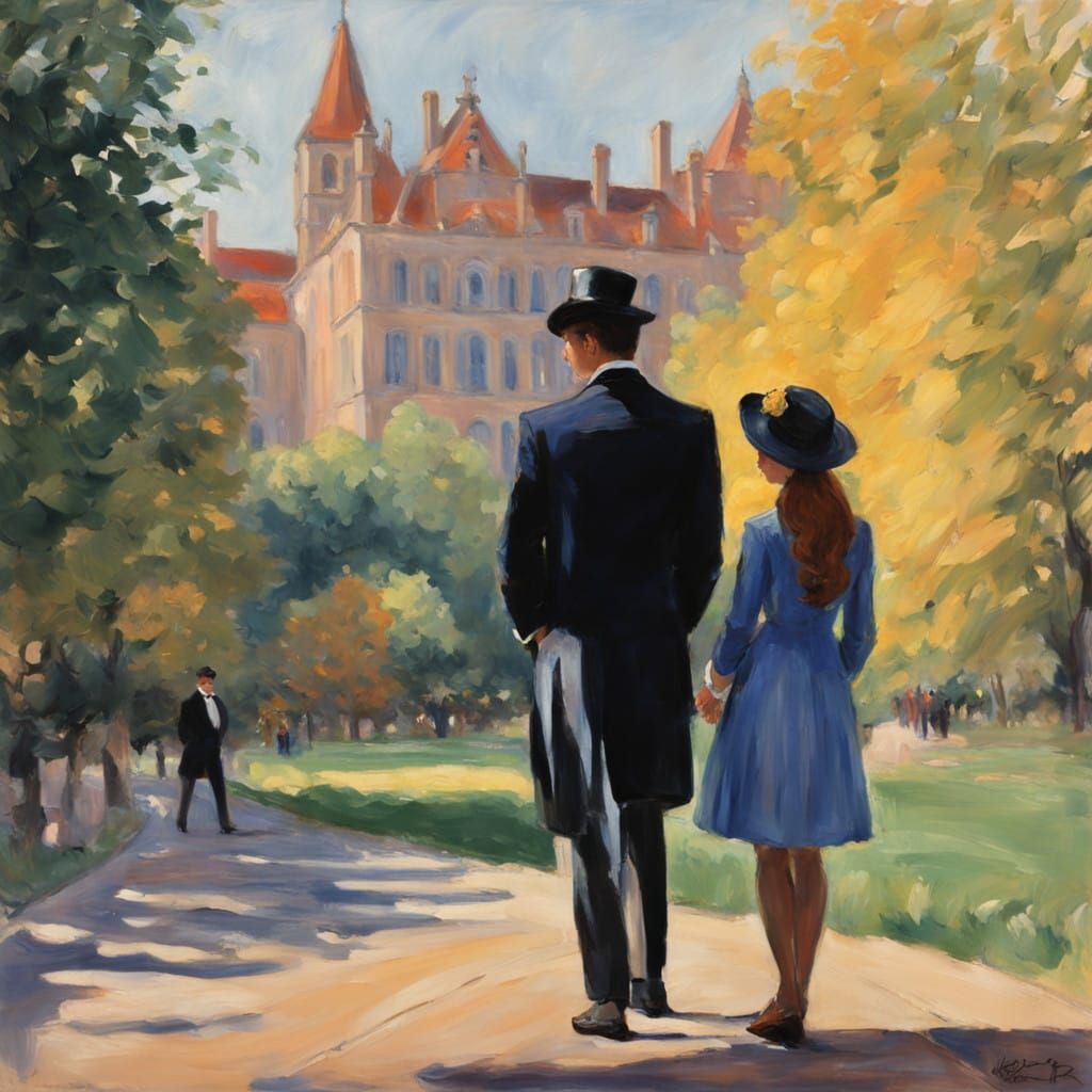 Young Couple Surrounded by Impressionist Light and Color