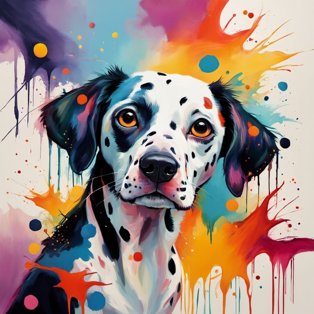 Surrealist Dalmatian Portrait in Vibrant Colors