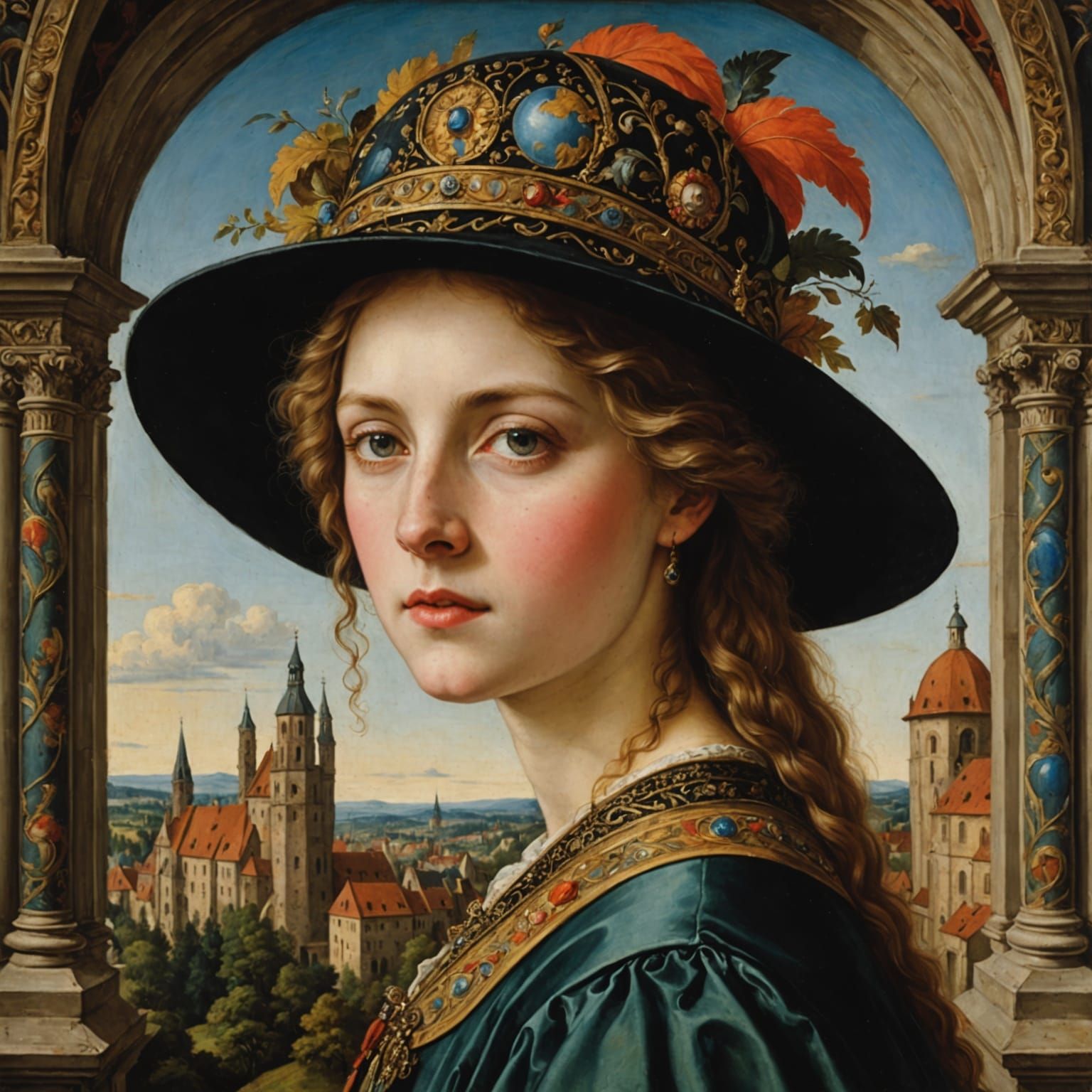 Fantastical Renaissance Hat Painting in Heidelberg Style