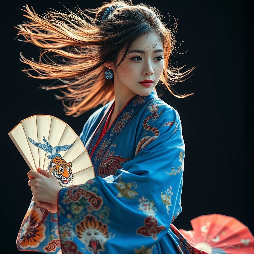 Woman in Tiger Kimono: Korean Style Portrait