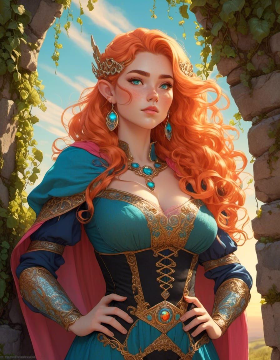 Freckled Woman Warrior in Comic Book Style