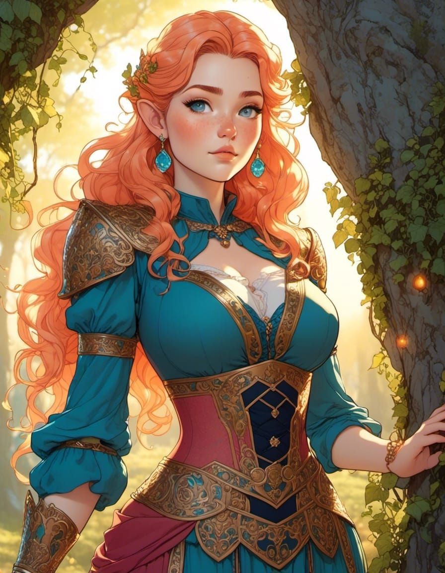 Freckled Warrior: Comicbook Portrait at Overgrown Sunrise