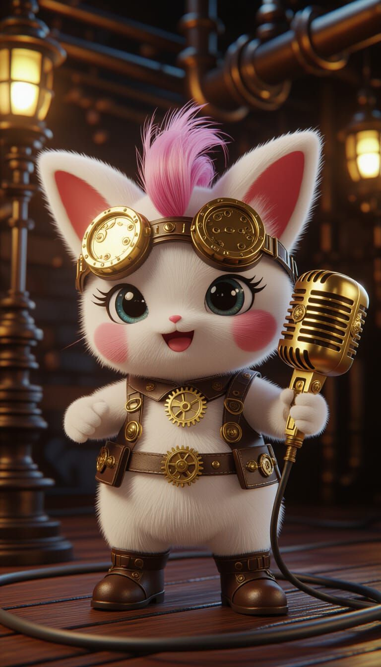 Steampunk Jigglypuff with Brass Goggles in 3D