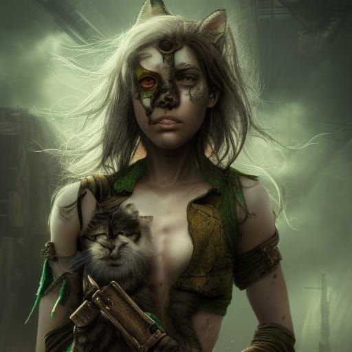 Post-Apocalyptic Cat Girl: Digital Matte Painting