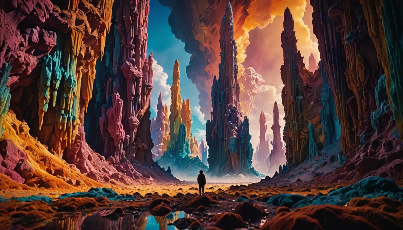 Surreal Valley of Rainbow Stalagmites