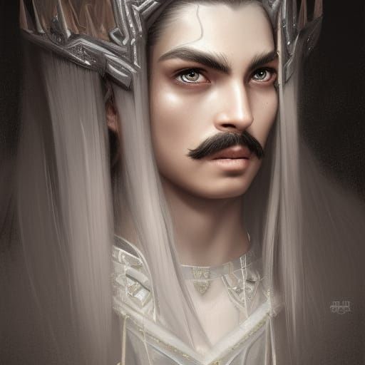Asian Pearl Knight Princess in Hyperdetailed Pencil Art