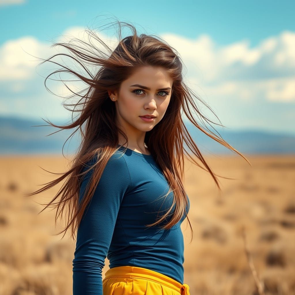 Fearless Warrior on the Steppes in a Vibrant Aesthetic