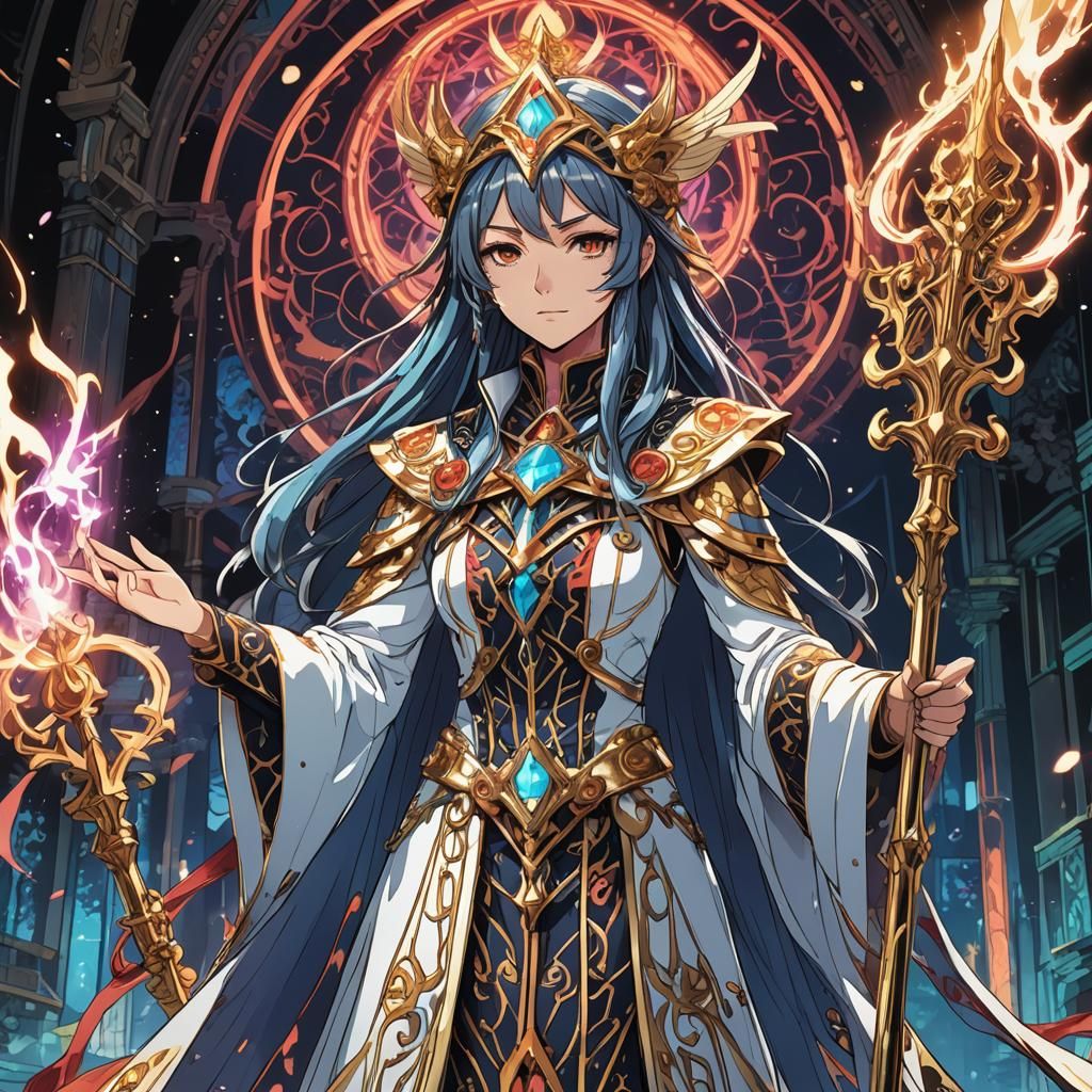 Grand High Priestess of Magic in Anime Style